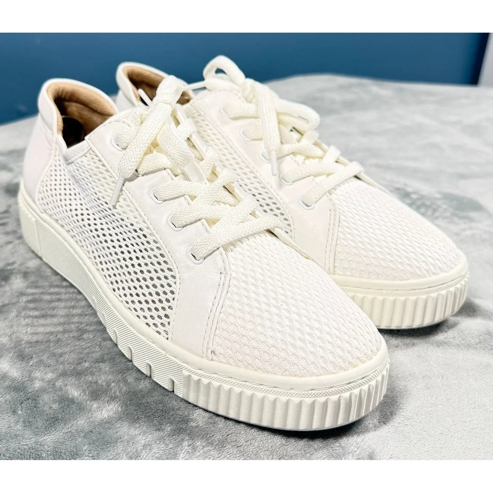 Naturalizer Soul Womens 10M Sneakers White Mesh Lace Up Platform Casual Shoes